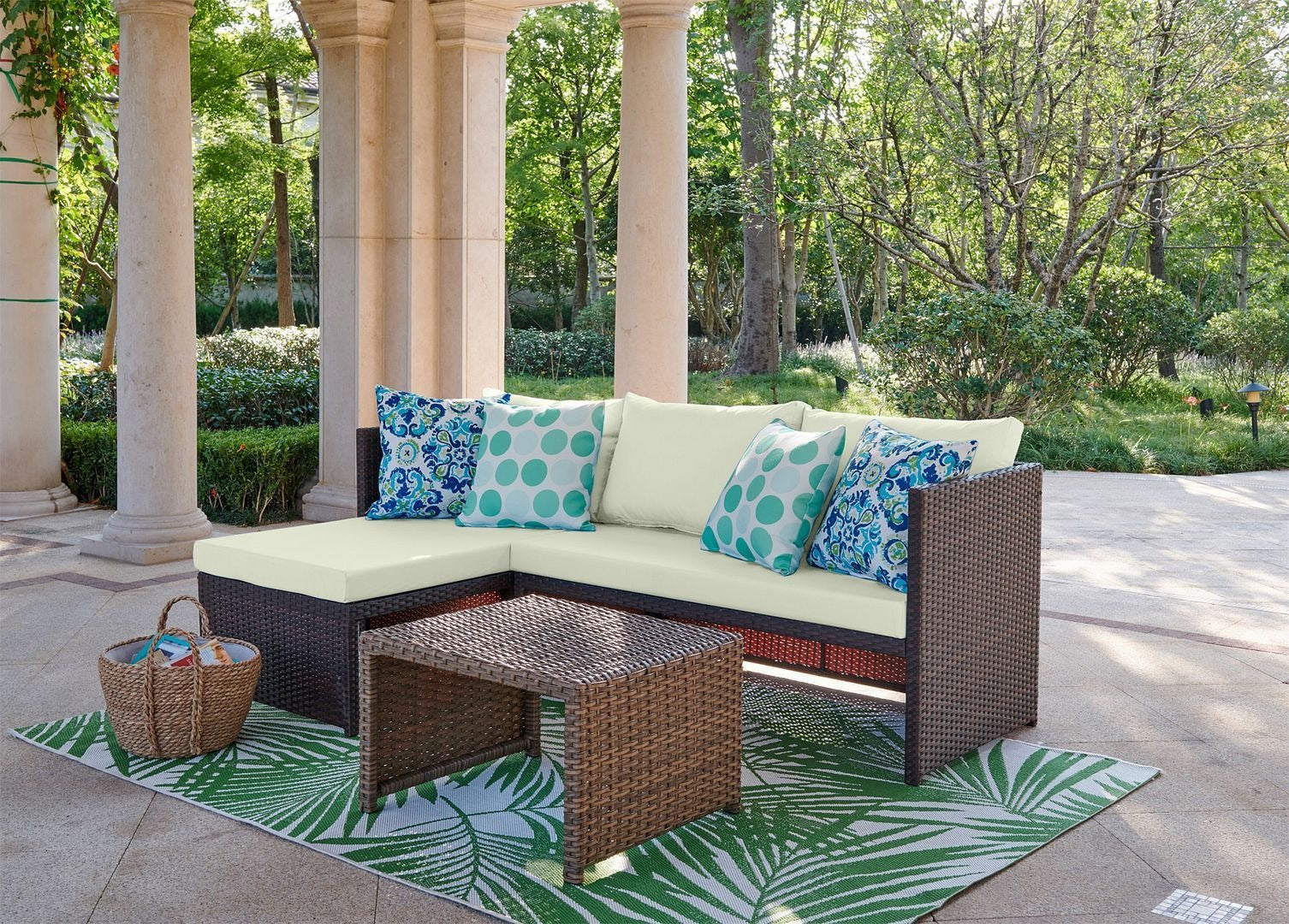 Manhattan Comfort Menton 3-Piece Outdoor Sectional Set