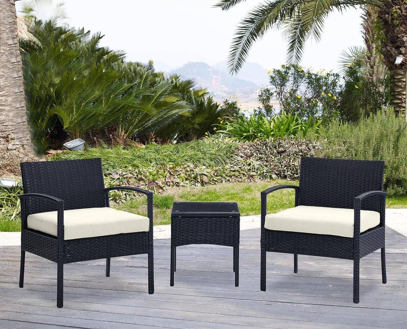 Manhattan Comfort Noli 3-Piece Outdoor Conversation Set