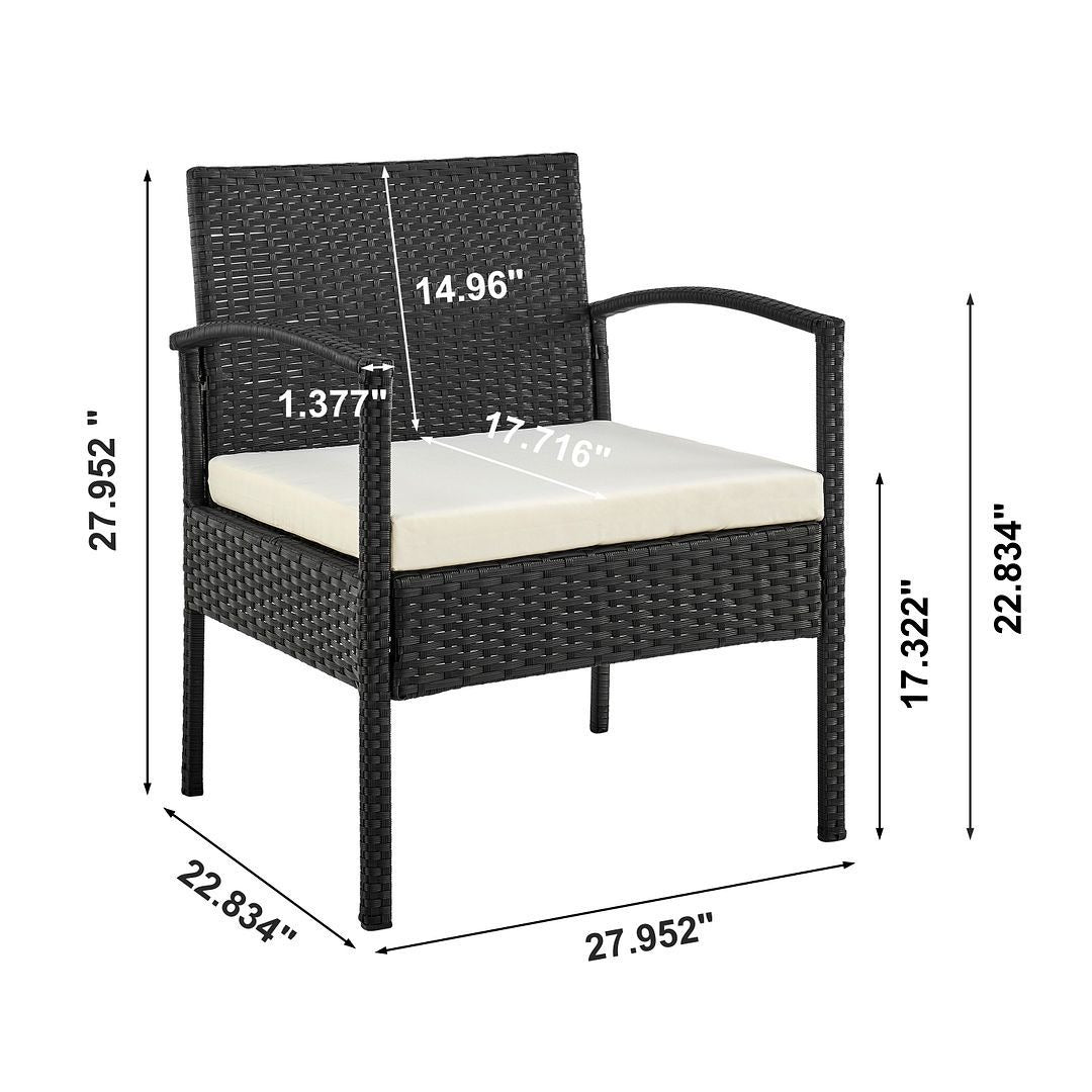Manhattan Comfort Noli 3-Piece Outdoor Conversation Set
