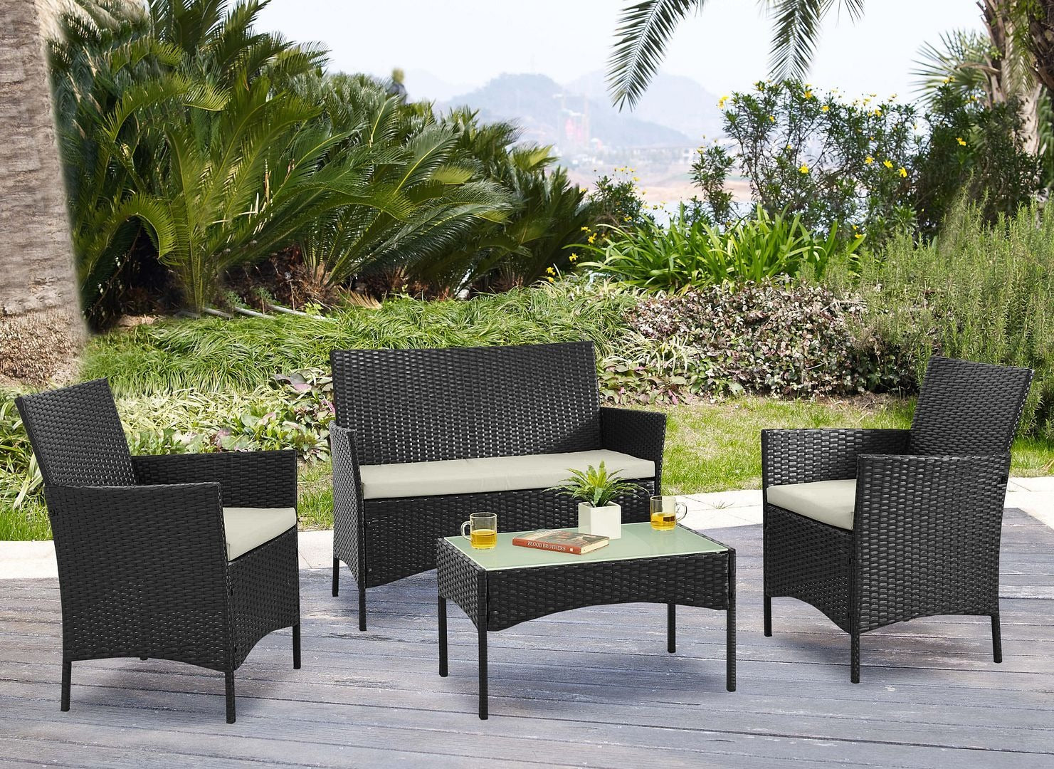 Manhattan Comfort Imperia 4-Piece Outdoor Conversation Set