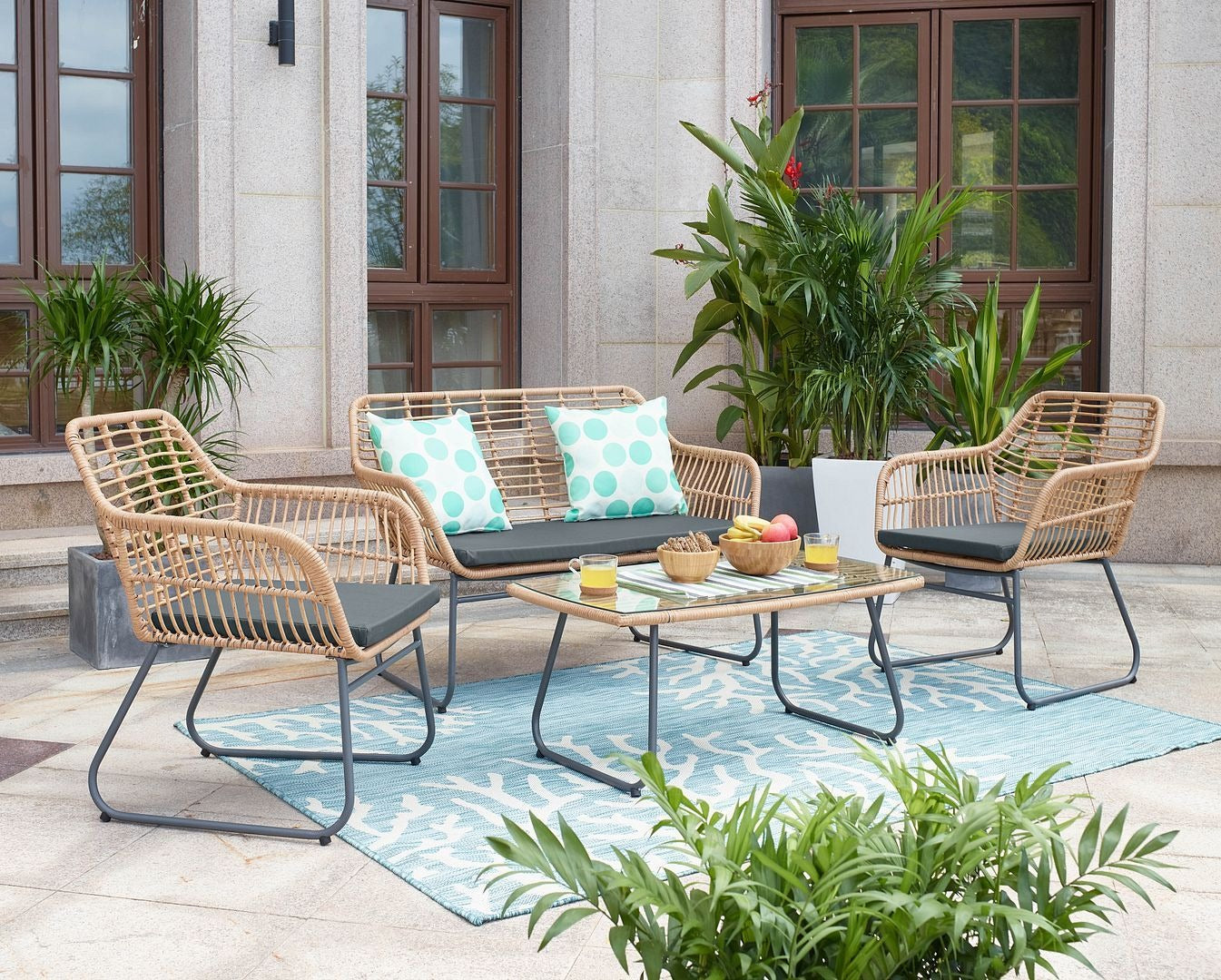 Manhattan Comfort Antibes 4-Piece Conversation Set