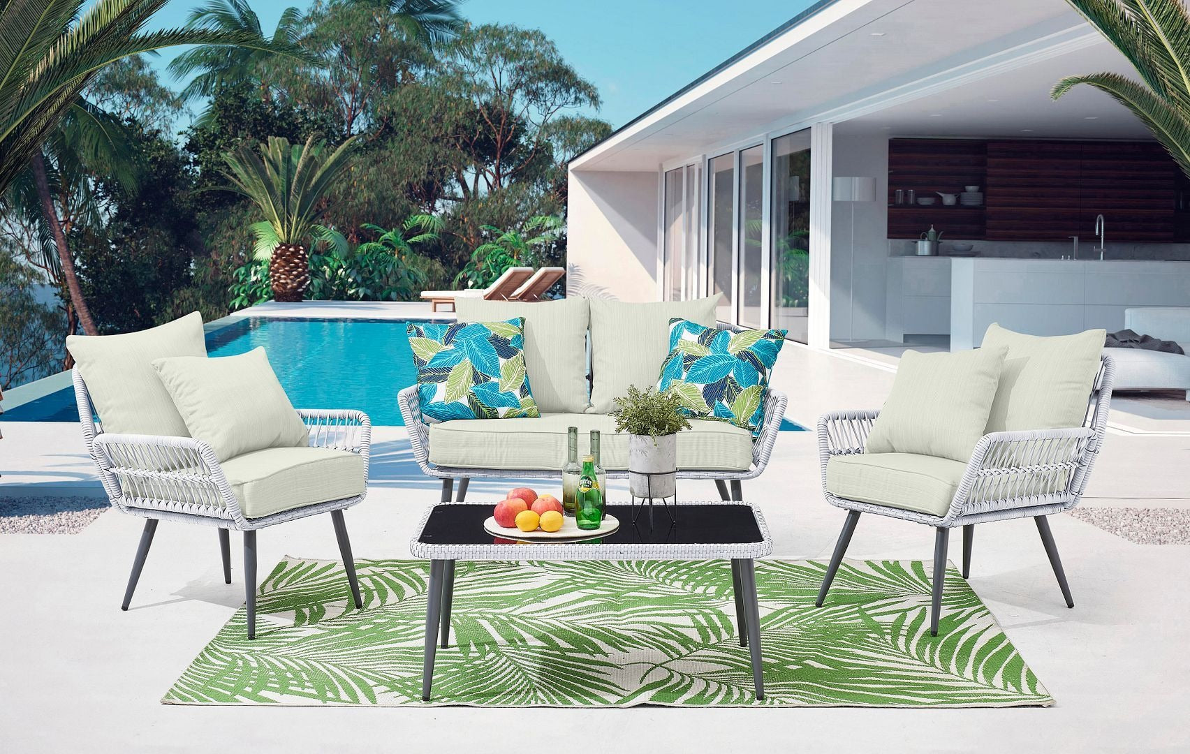 Manhattan Comfort Portofino 4-Piece Conversation Set