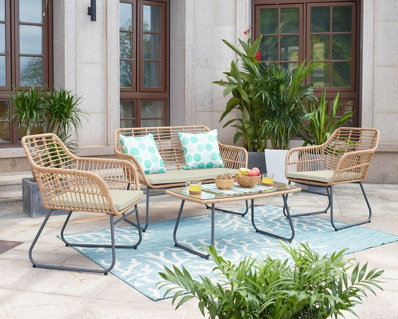 Manhattan Comfort Antibes 4-Piece Outdoor Conversation Set