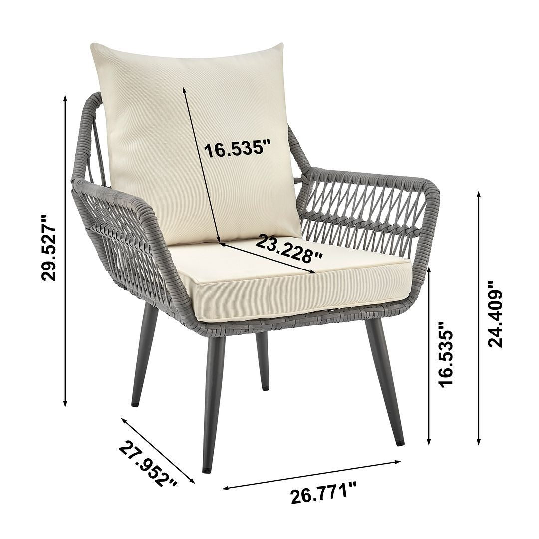 Manhattan Comfort Cannes 3-Piece Outdoor Conversation Set