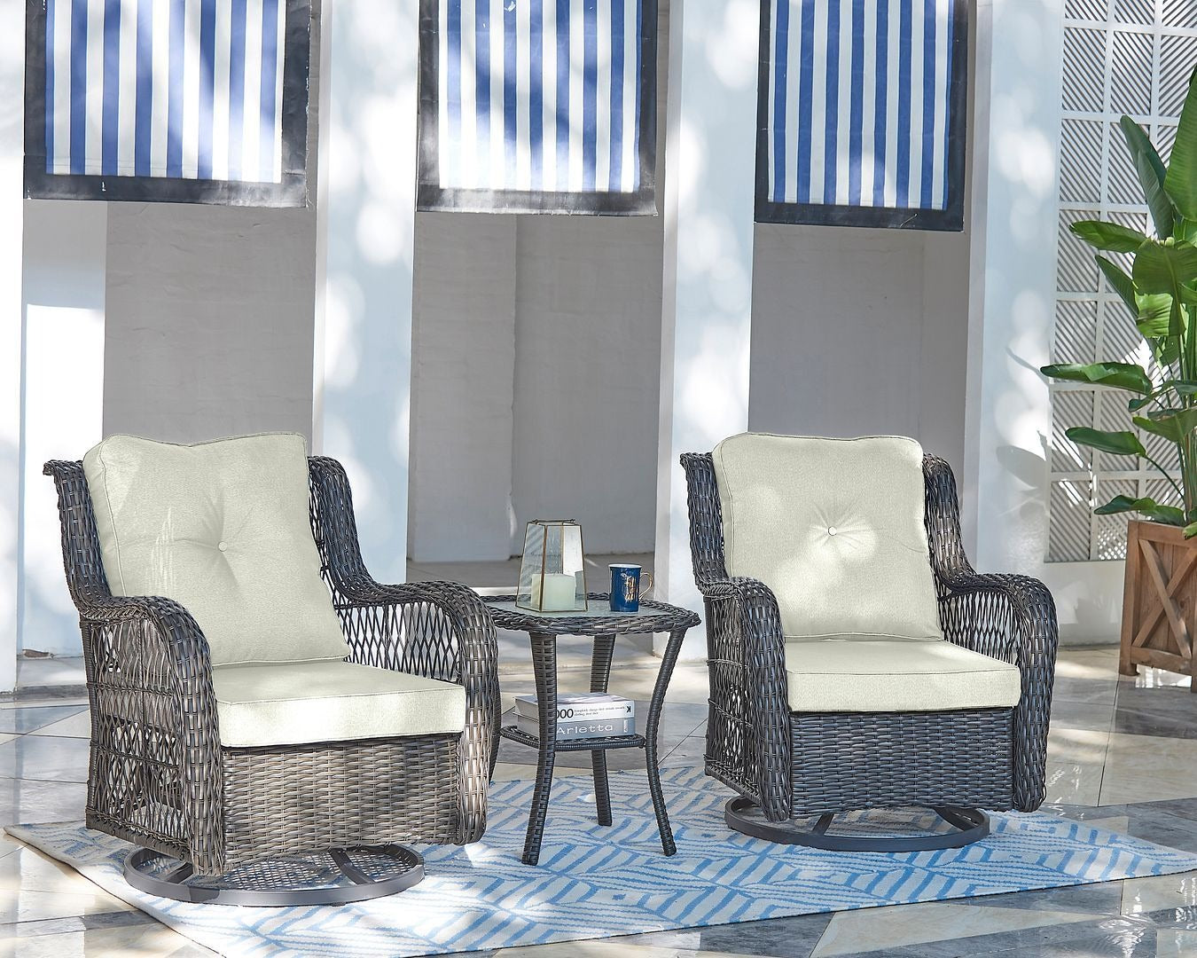Manhattan Comfort Fruttuo 3-Piece Conversation Set