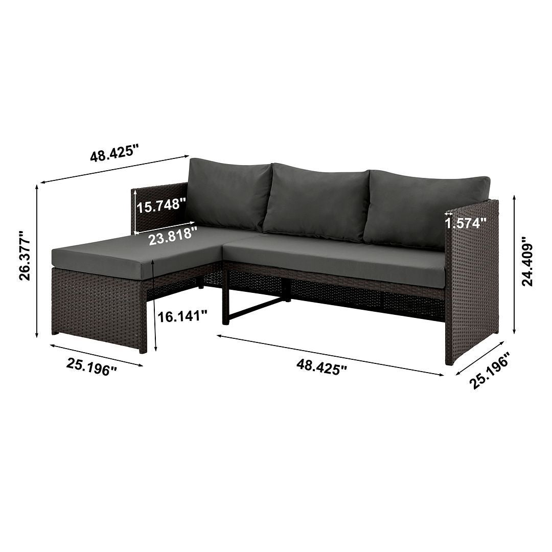 Manhattan Comfort Menton 3-Piece Outdoor Sectional Set