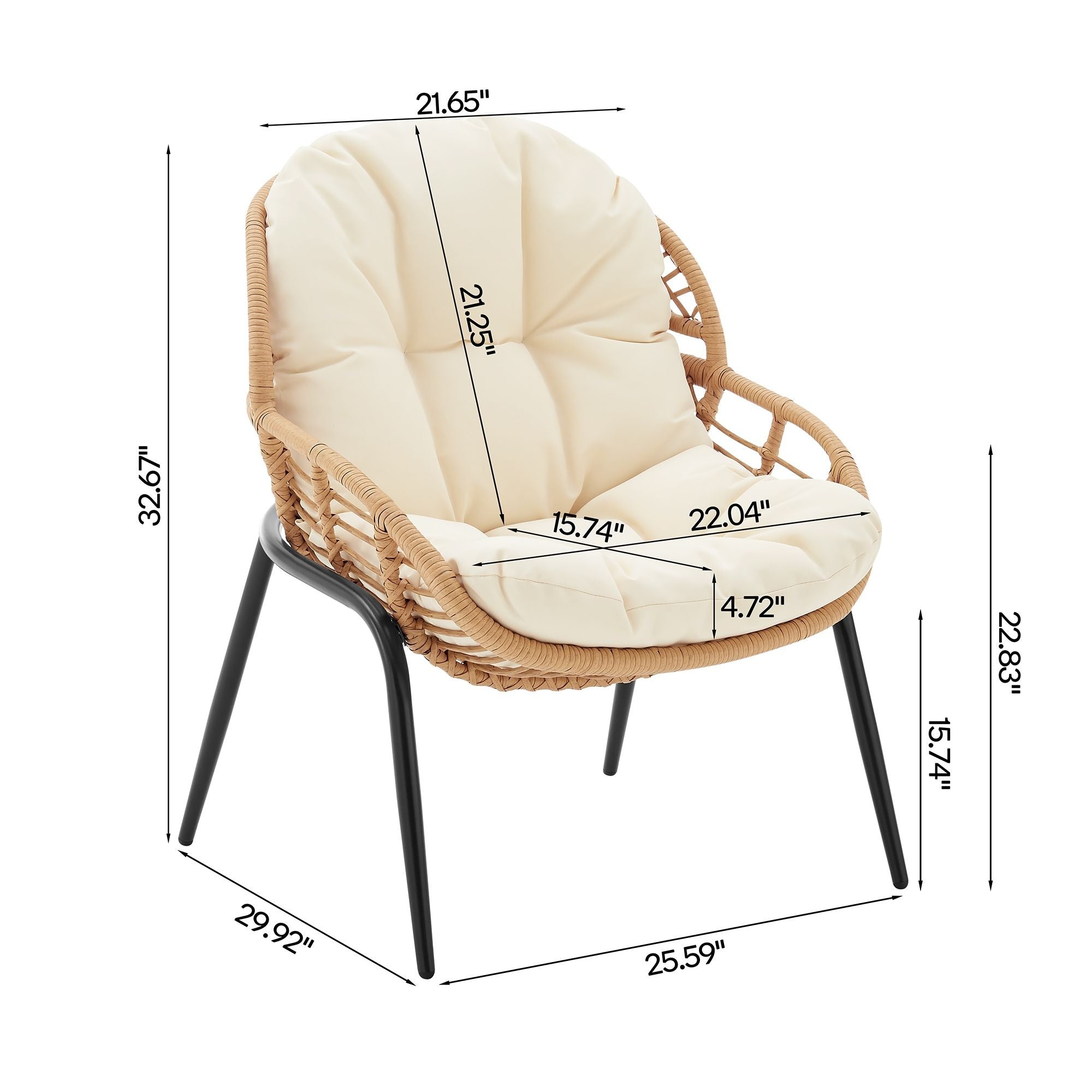 Manhattan Comfort Pine 4-Piece Conversation Set