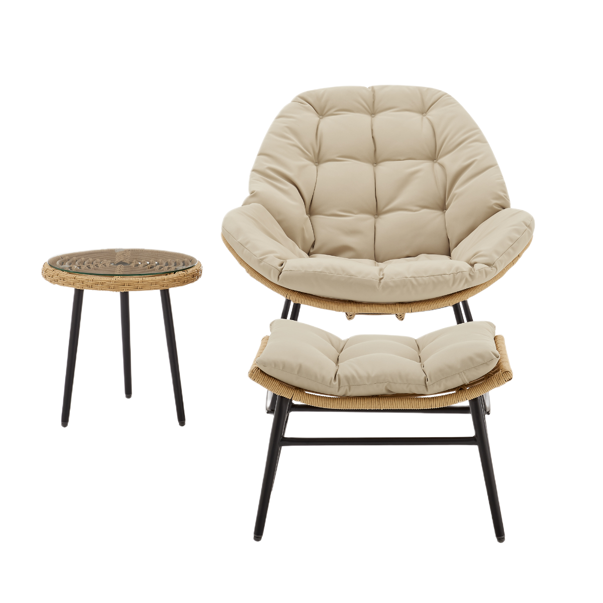 Manhattan Comfort Benson 3-Piece Outdoor Lounge Chair Set