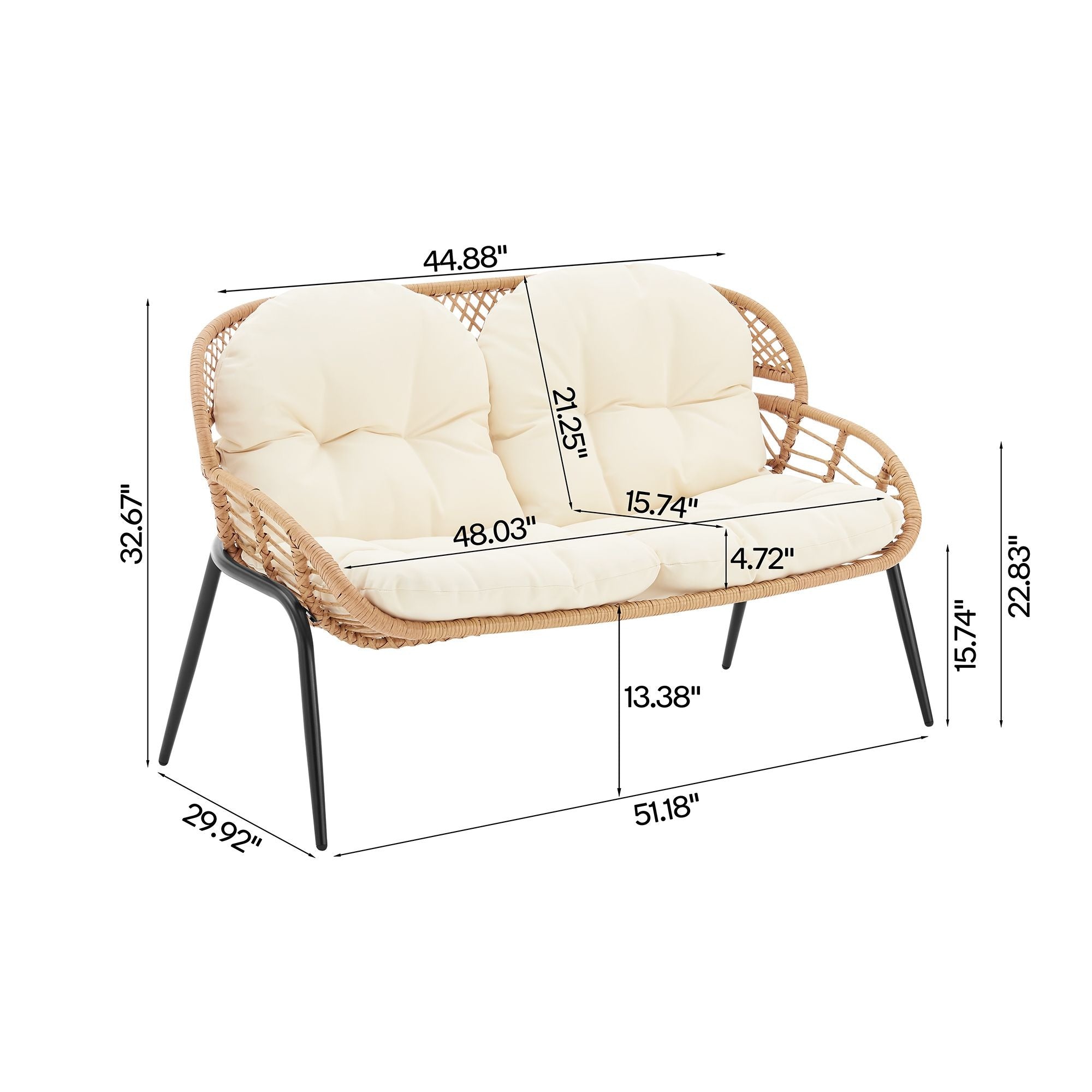 Manhattan Comfort Pine 4-Piece Conversation Set