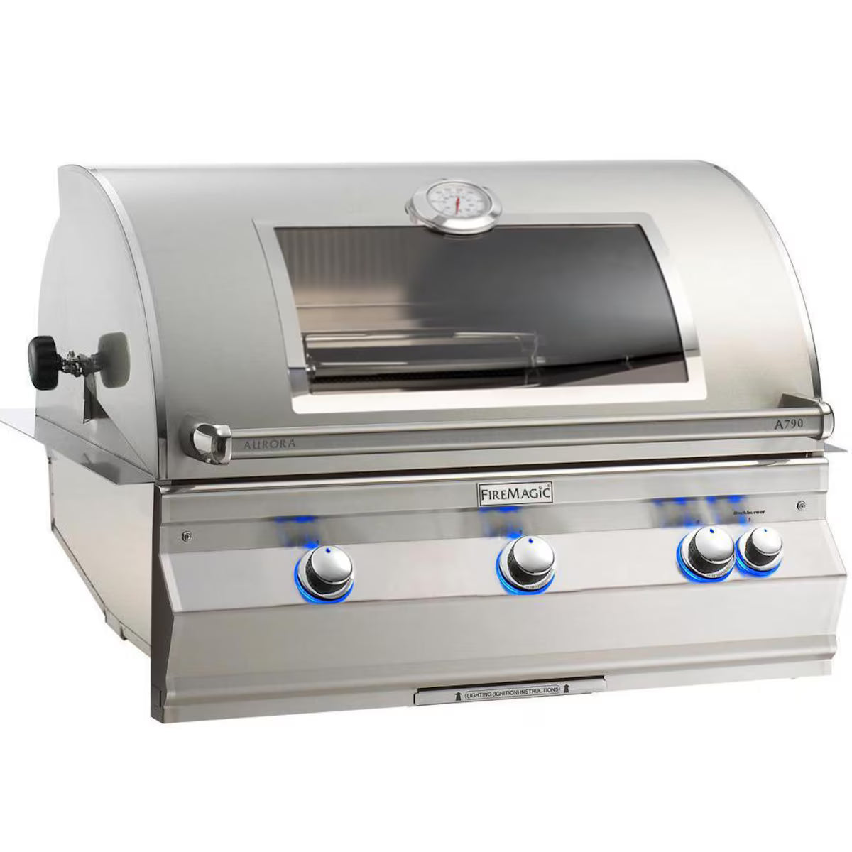 Fire Magic Aurora A790i 36" Built-In Natural Gas Grill With Magic View Window, Rotisserie & Analog Thermometer (A790i-8EAN-W)
