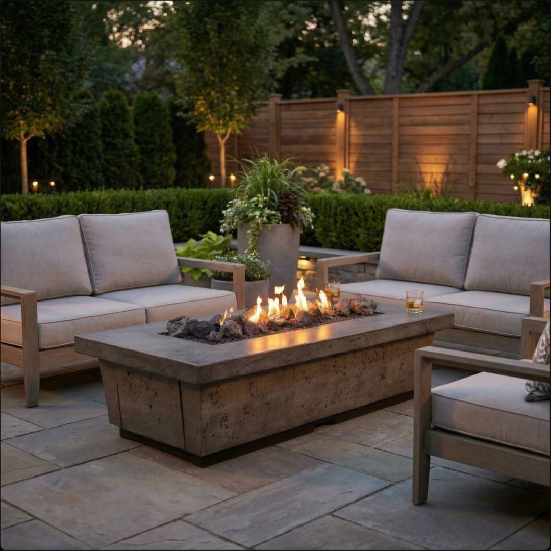 American Fyre Designs Contempo Long LP Select 76" Chat Height Fire Table