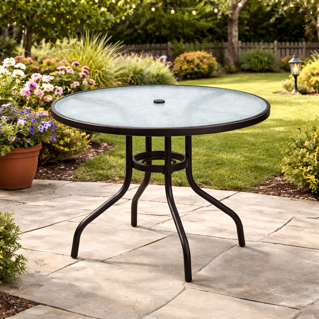 TerraFrame RoundGlass Outdoor Dining Table