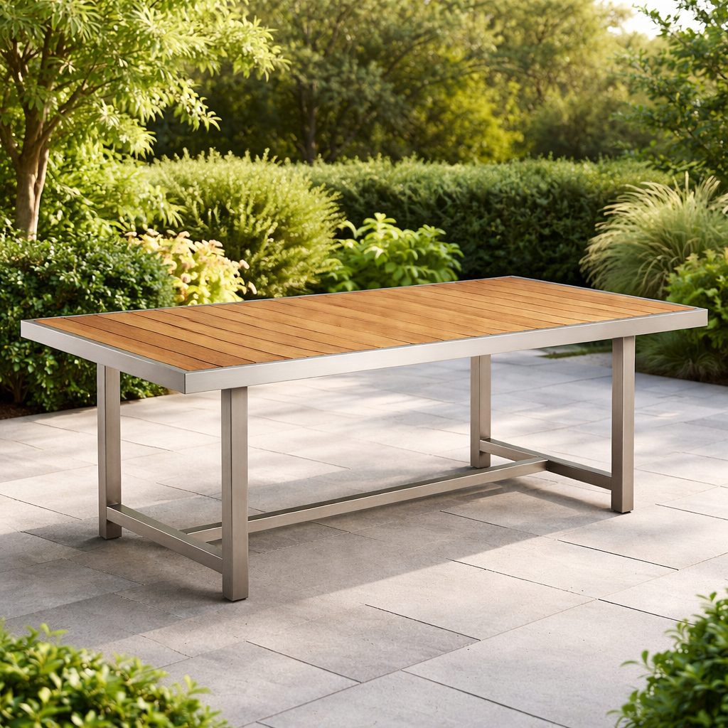 TerraFrame WoodSteel Outdoor Dining Table
