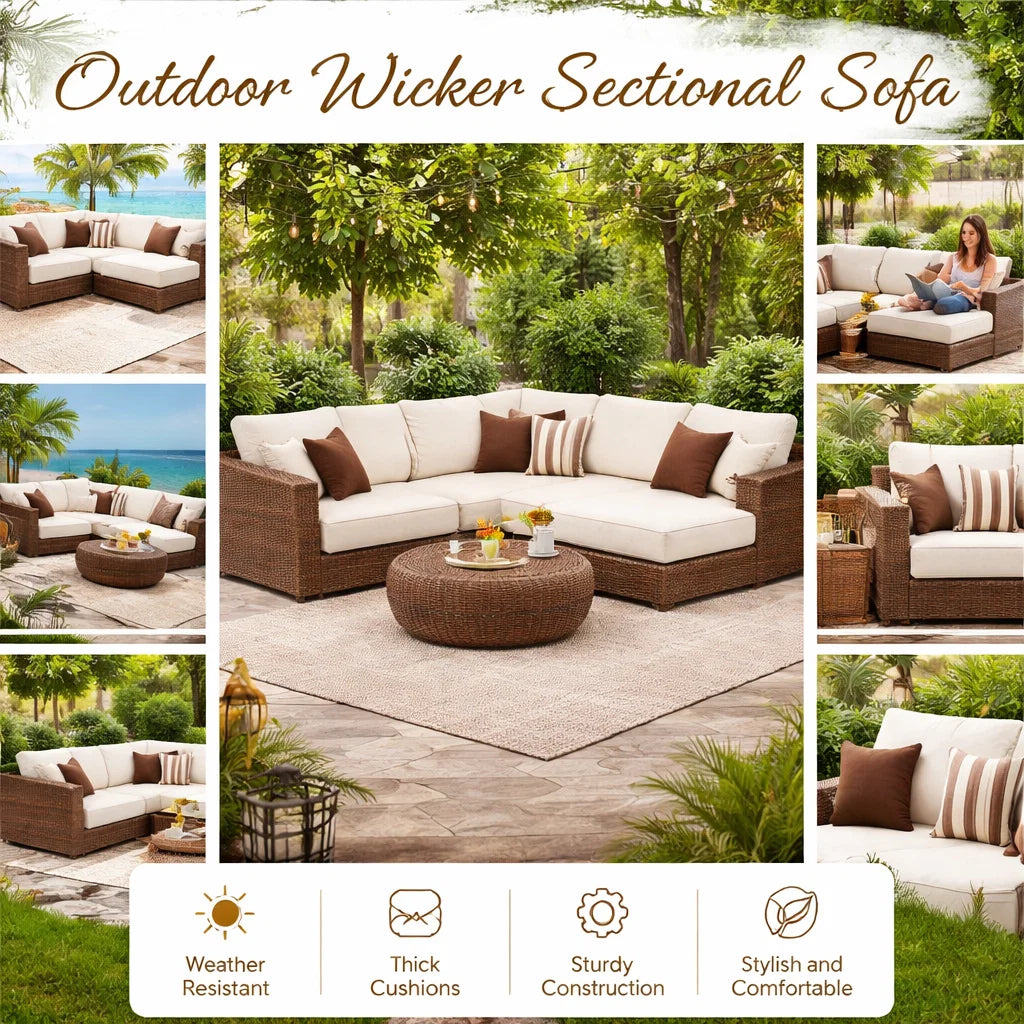 TerraFrame WickerLuxe Horizon Outdoor Sectional Sofa