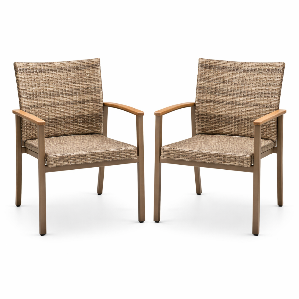 TerraFrame WovenSteel Outdoor Lounge Chair Set