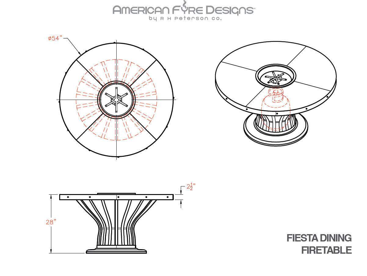 American Fyre Designs Fiesta 54" Dining Height Fire Table