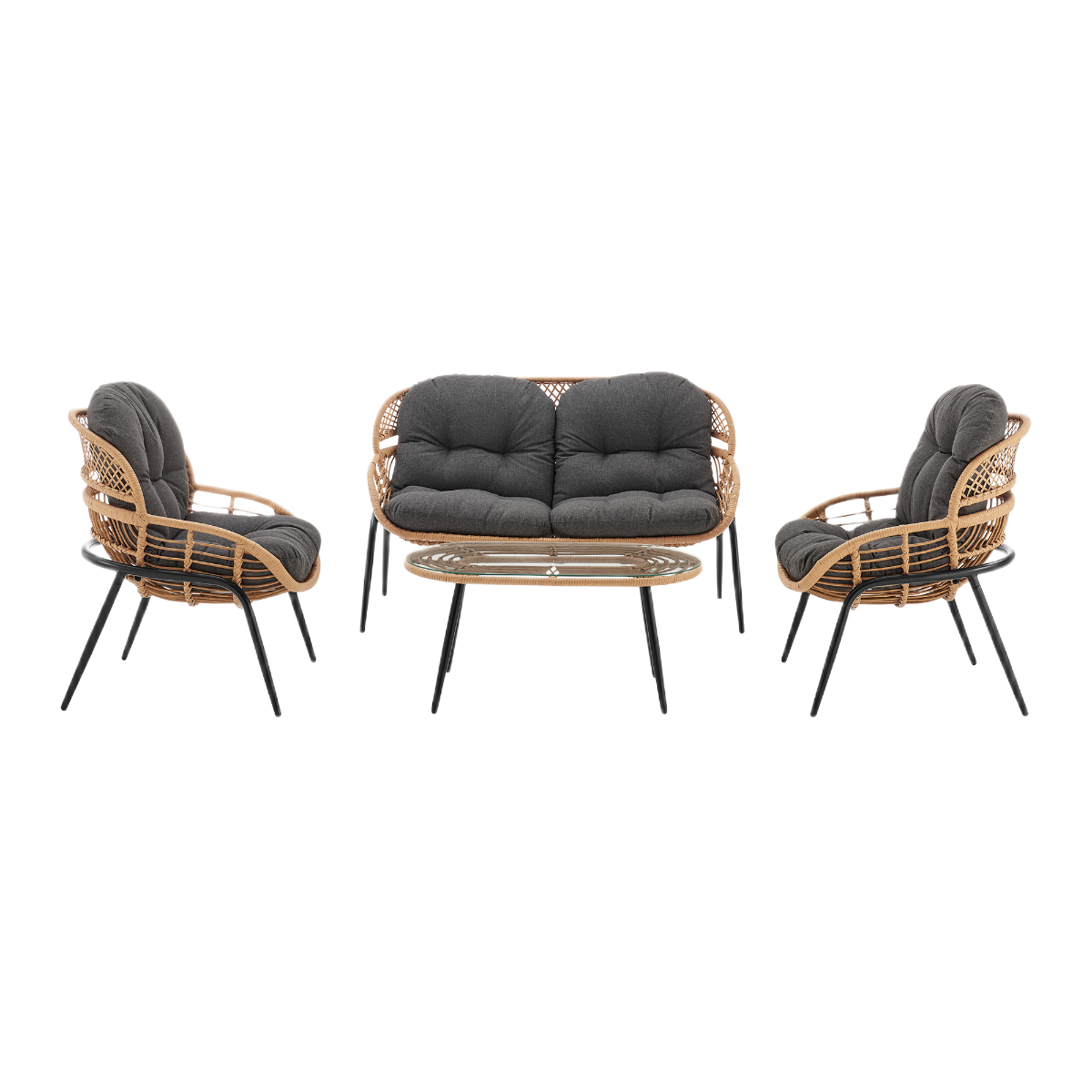 Manhattan Comfort Pine 4-Piece Conversation Set