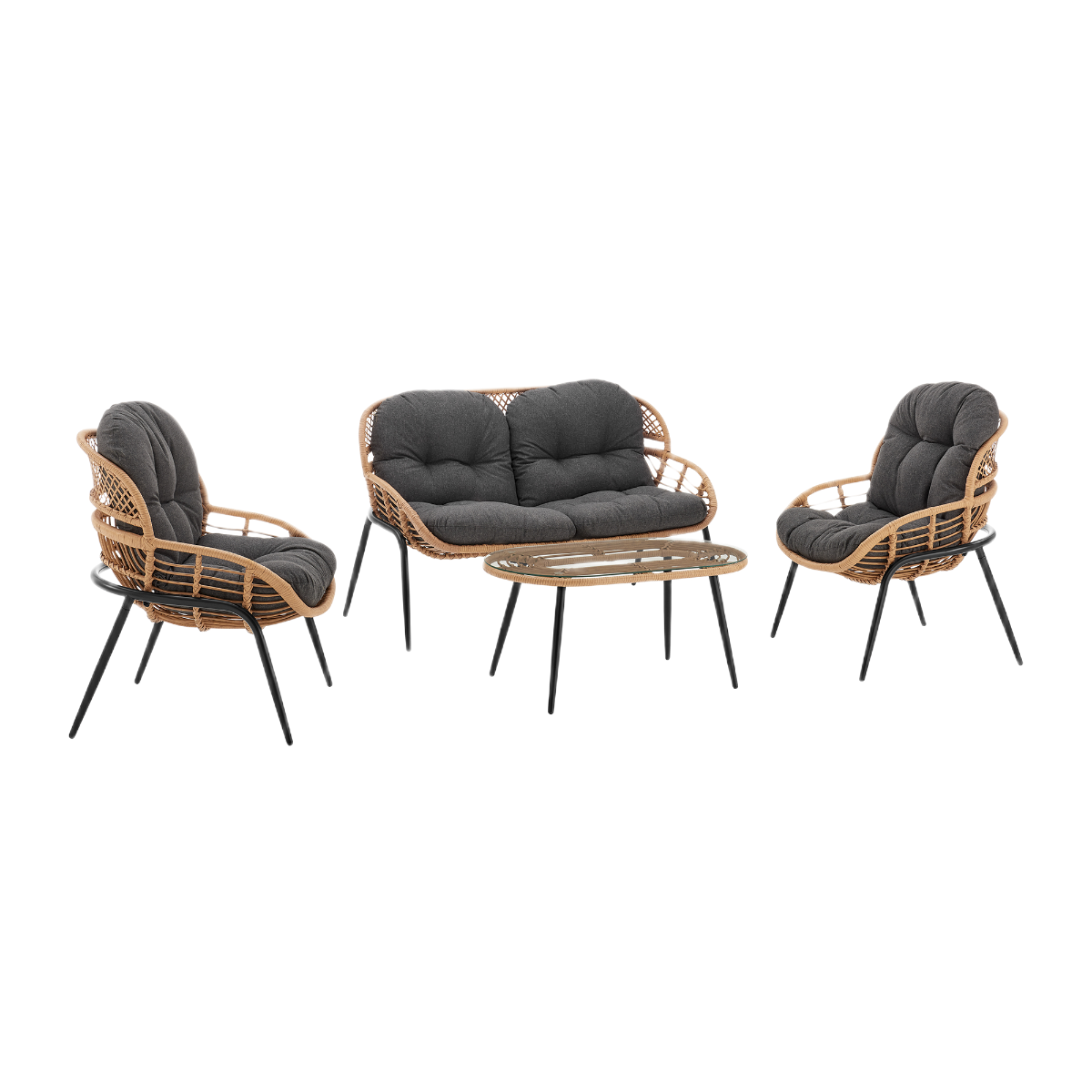 Manhattan Comfort Pine 4-Piece Conversation Set