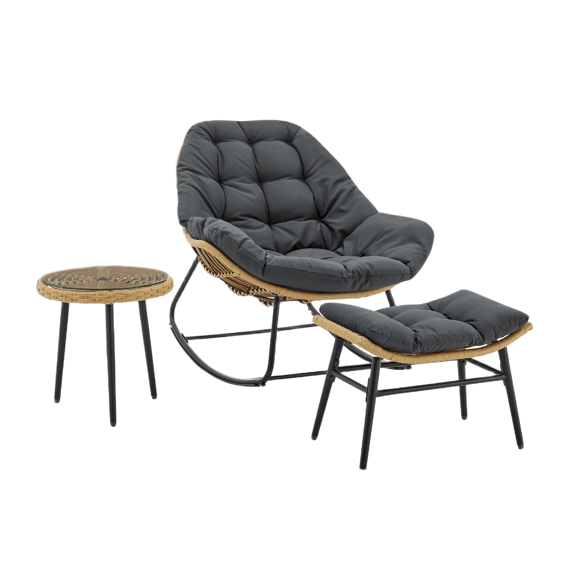 Manhattan Comfort Benson 3-Piece Outdoor Lounge Chair Set