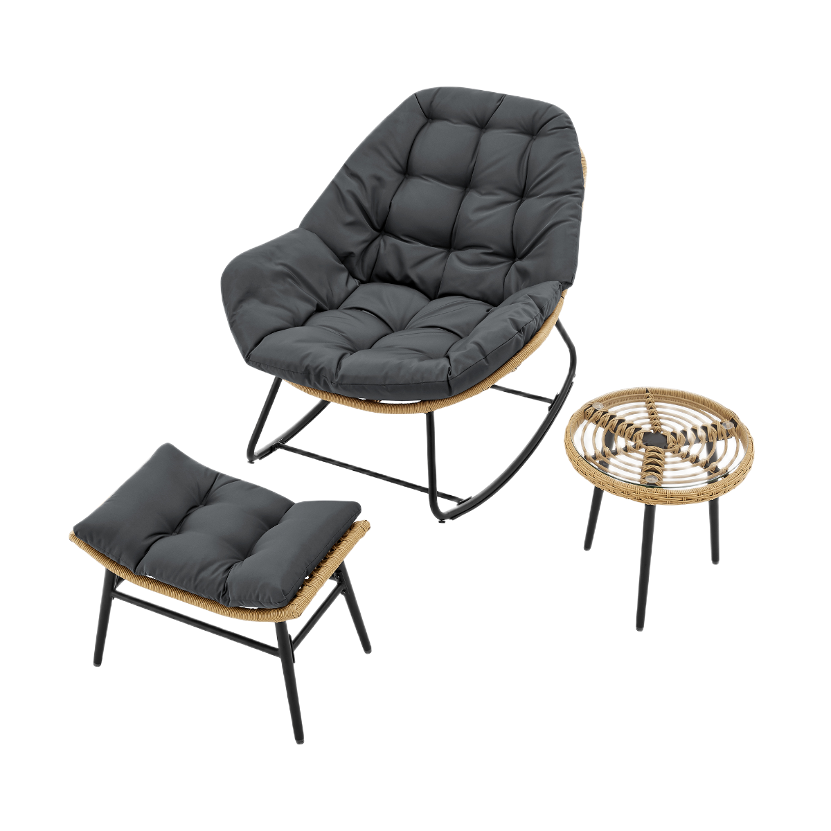 Manhattan Comfort Benson 3-Piece Outdoor Lounge Chair Set