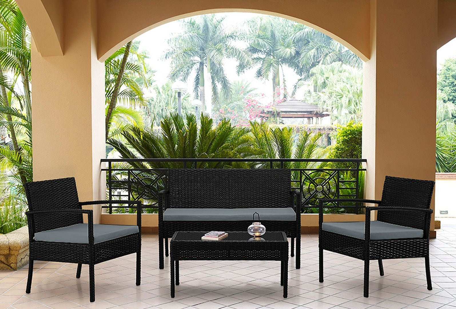 Manhattan Comfort Noli 4-Piece Outdoor Conversation Set