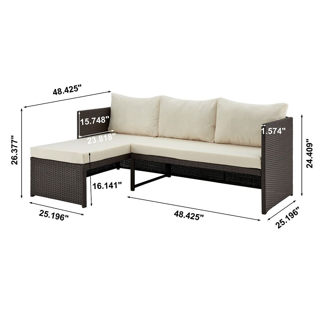 Manhattan Comfort Menton 3-Piece Outdoor Sectional Set