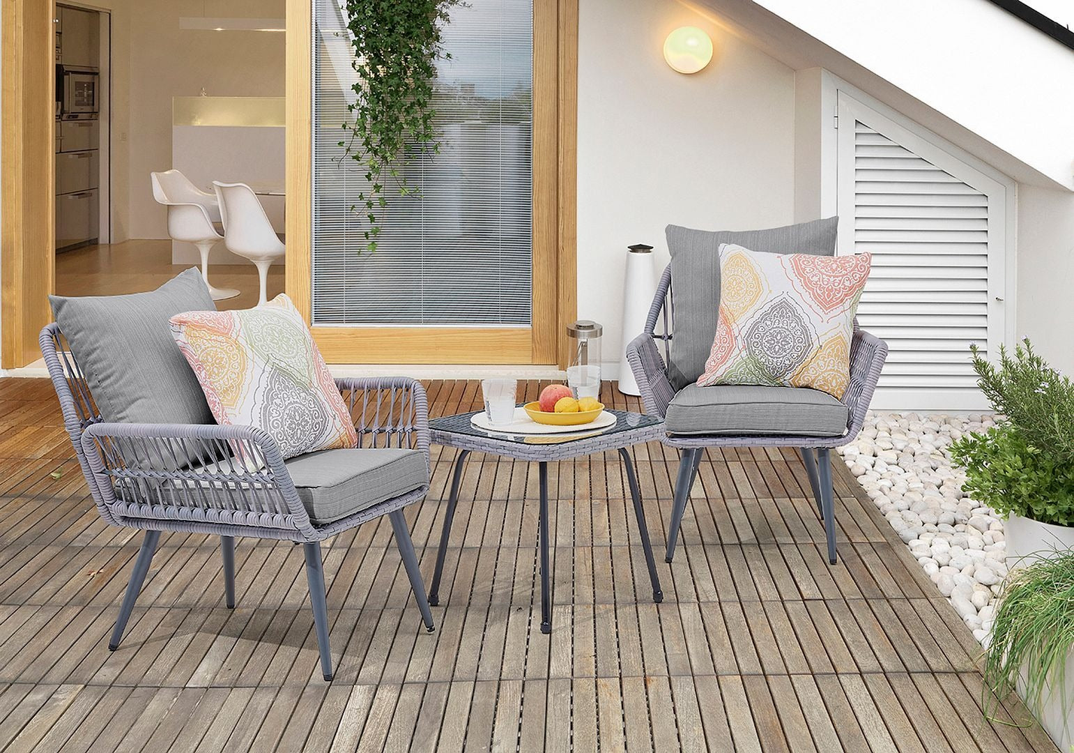 Manhattan Comfort Cannes 3-Piece Outdoor Conversation Set
