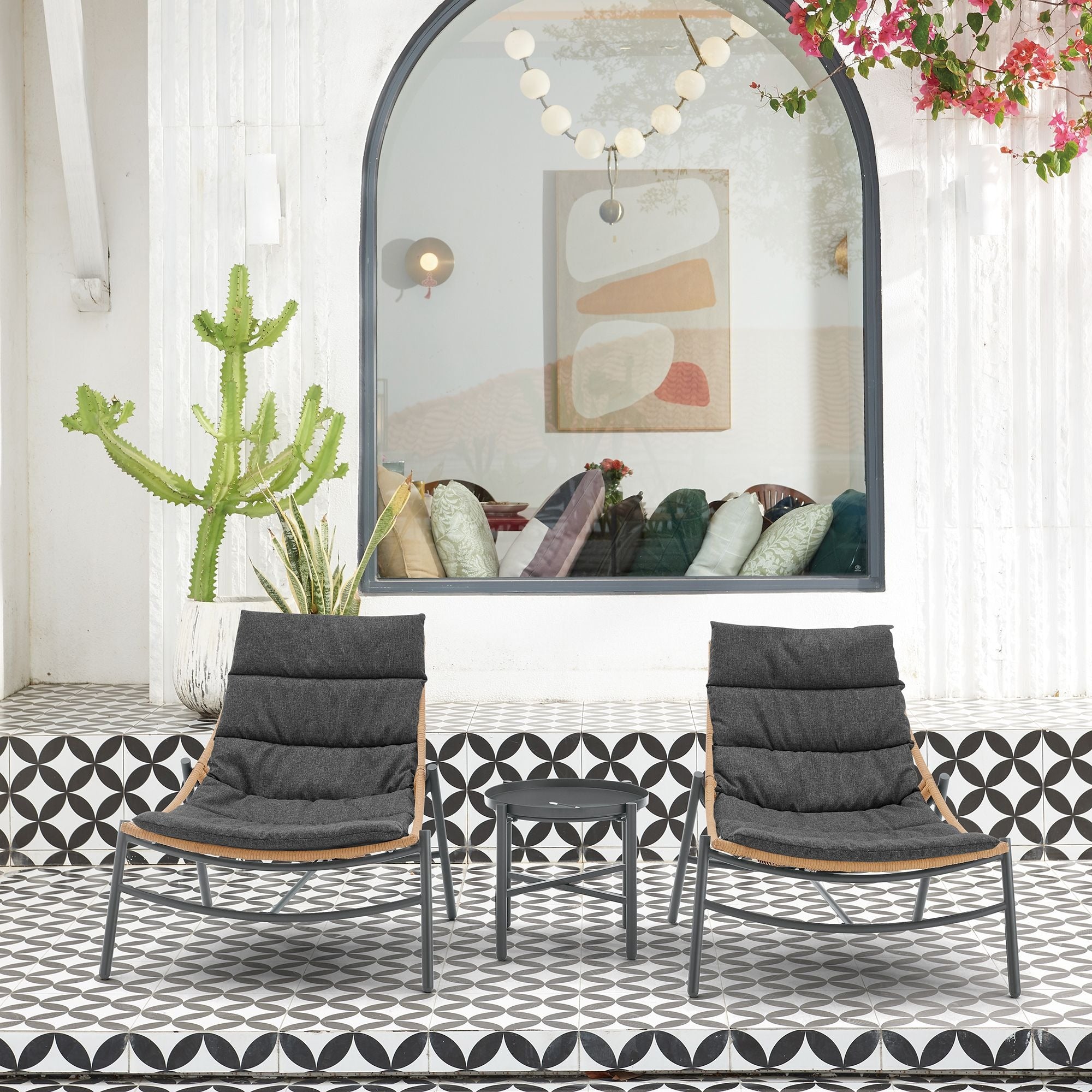 Manhattan Comfort Sunset 3-Piece Outdoor Conversation Set