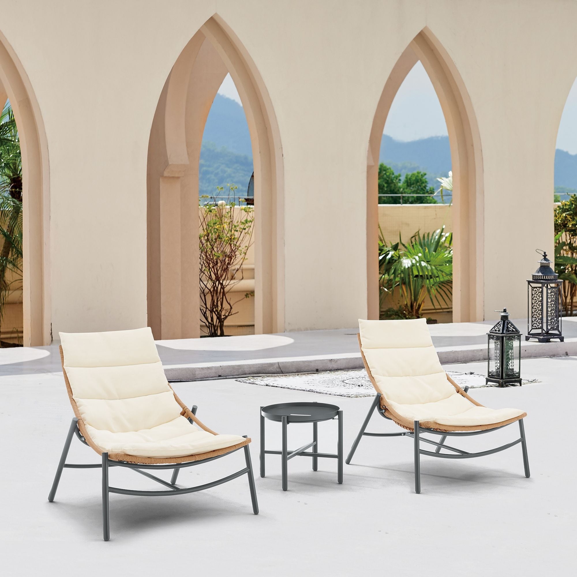 Manhattan Comfort Sunset 3-Piece Conversation Set