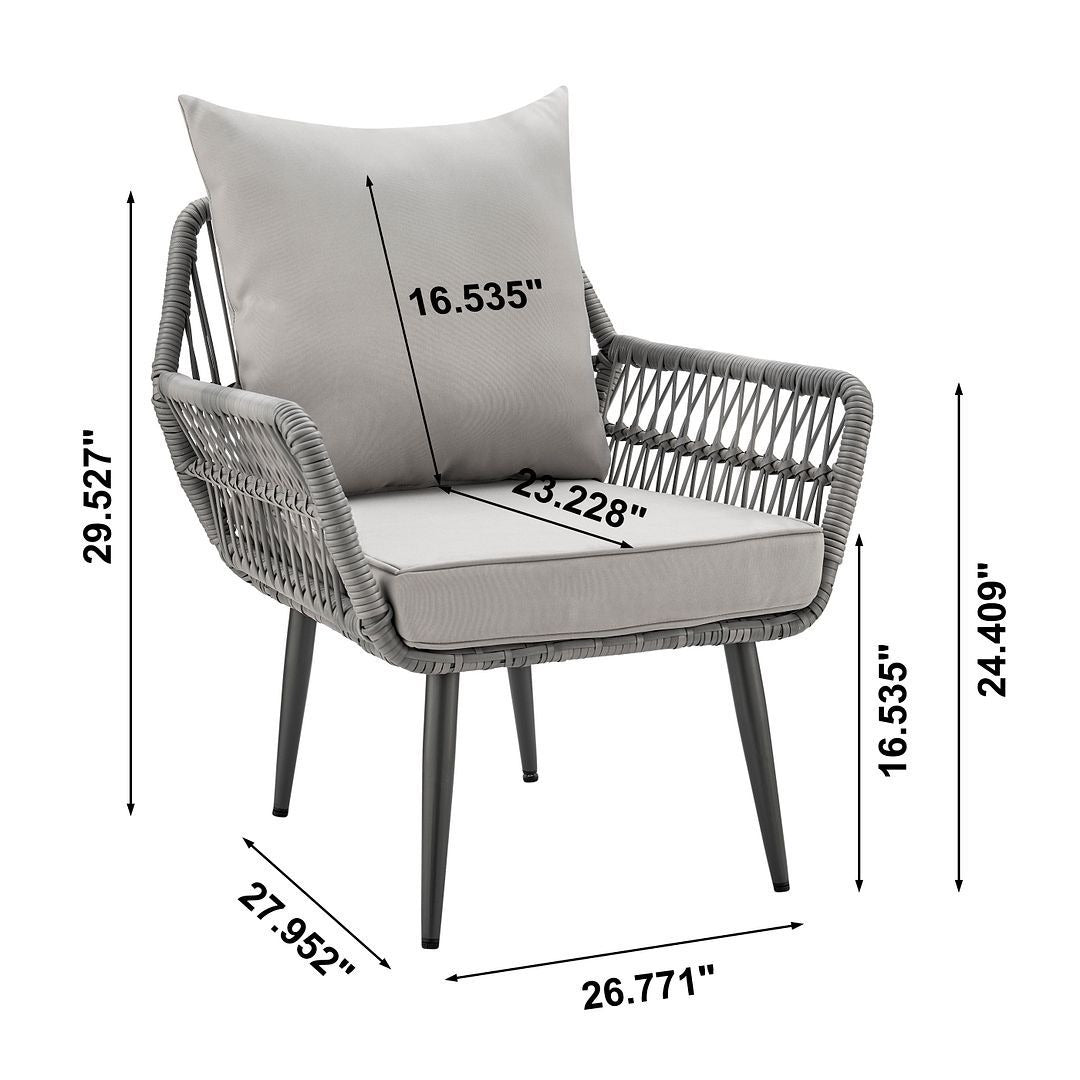 Manhattan Comfort Cannes 3-Piece Outdoor Conversation Set