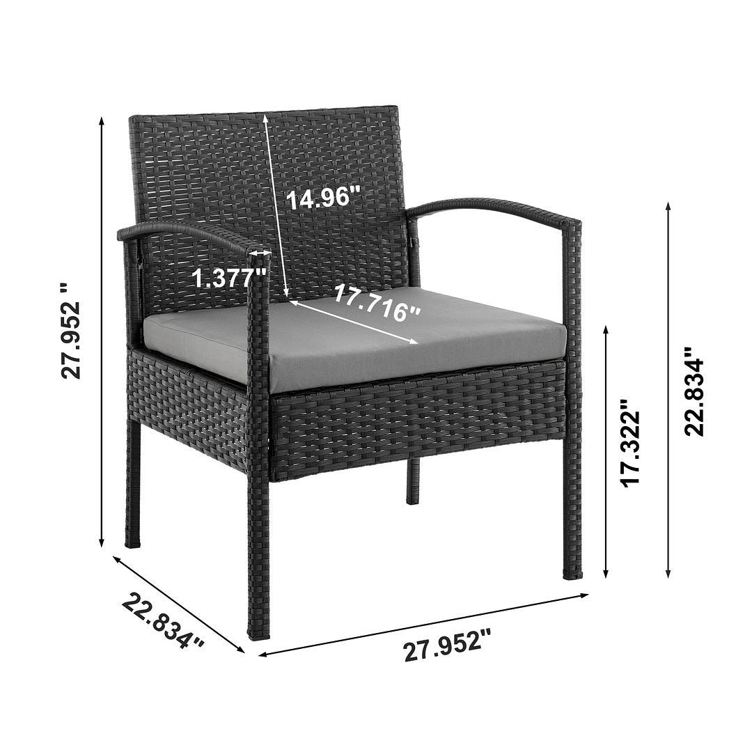 Manhattan Comfort Noli 3-Piece Outdoor Conversation Set