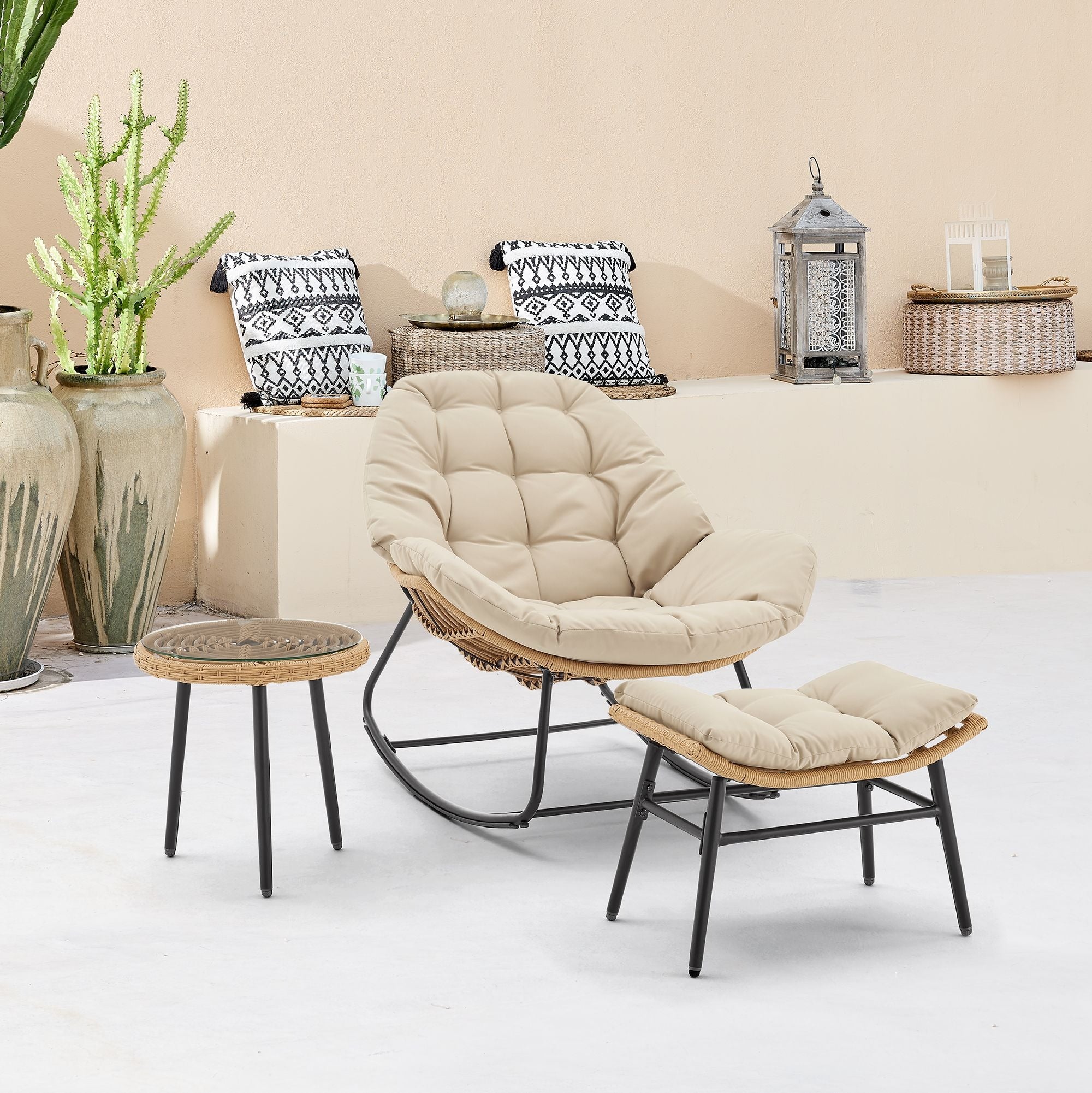 Manhattan Comfort Benson 3-Piece Outdoor Lounge Chair Set