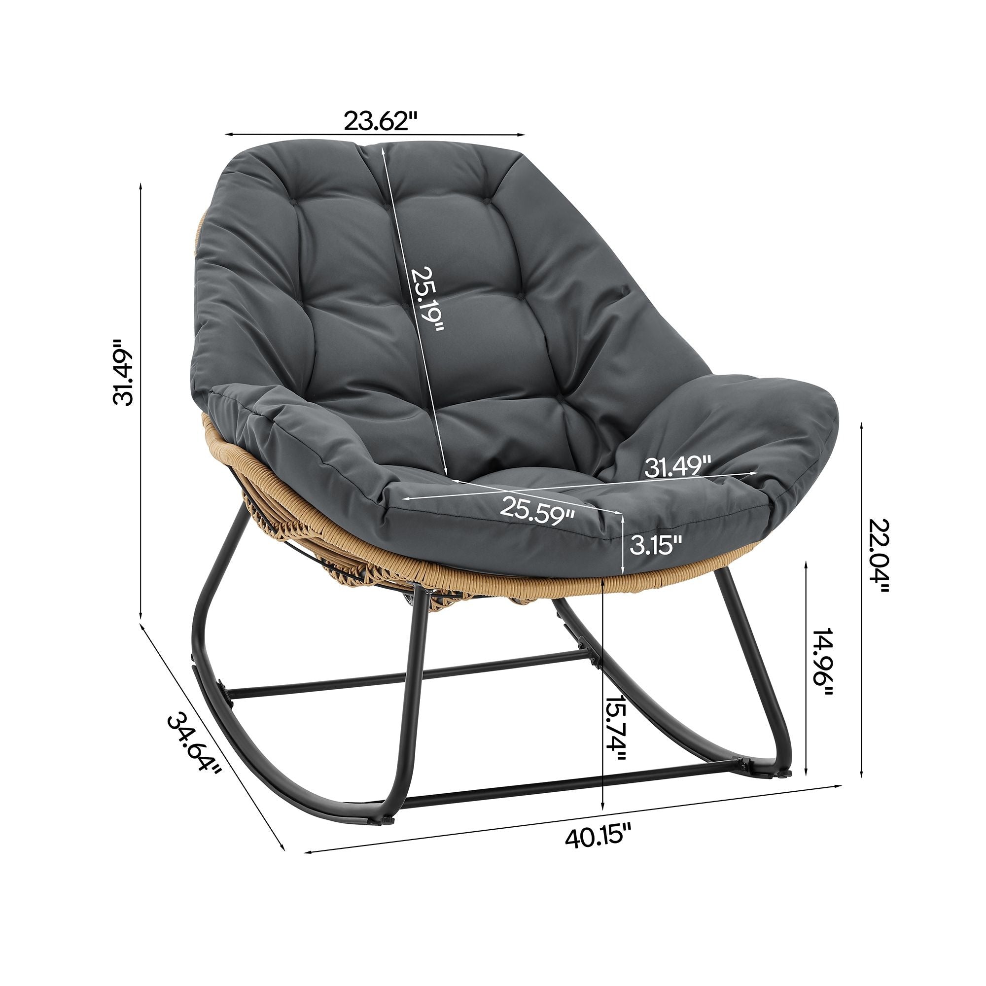 Manhattan Comfort Benson 3-Piece Outdoor Lounge Chair Set
