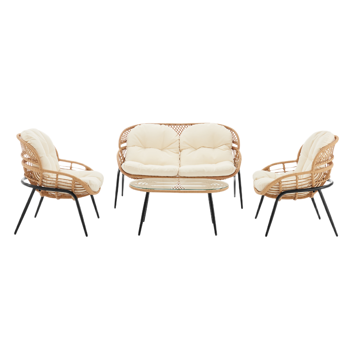 Manhattan Comfort Pine 4-Piece Conversation Set