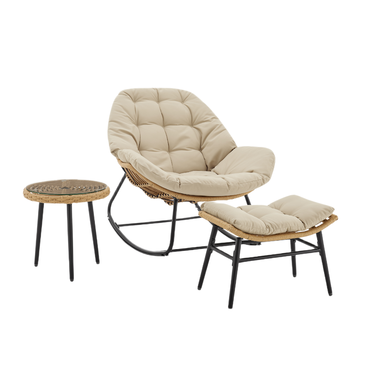 Manhattan Comfort Benson 3-Piece Outdoor Lounge Chair Set