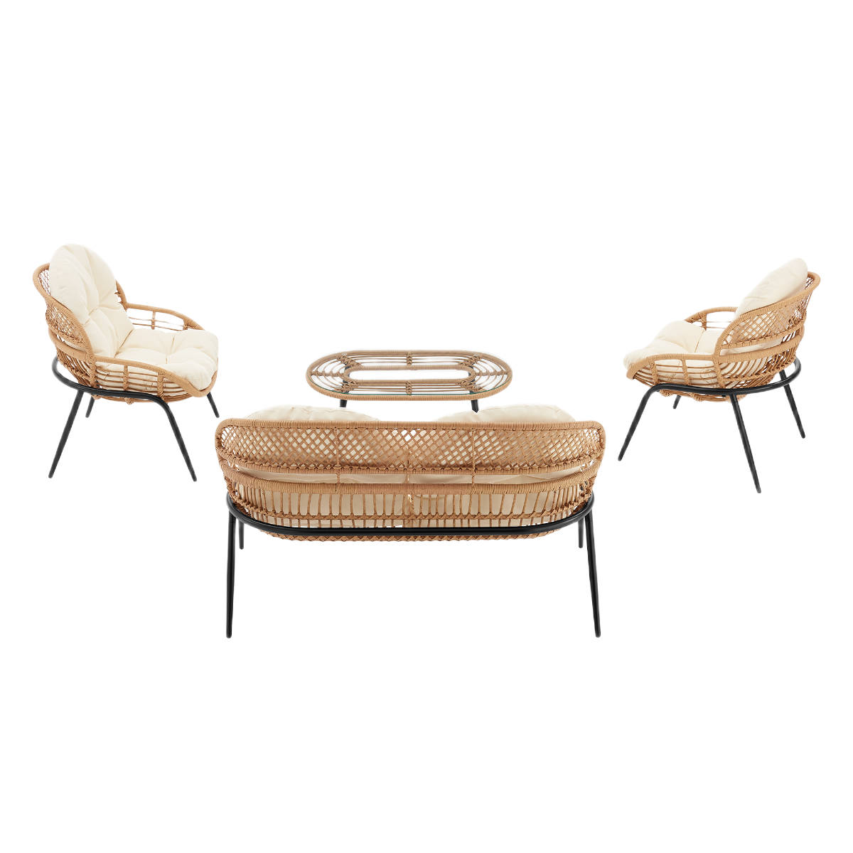 Manhattan Comfort Pine 4-Piece Conversation Set
