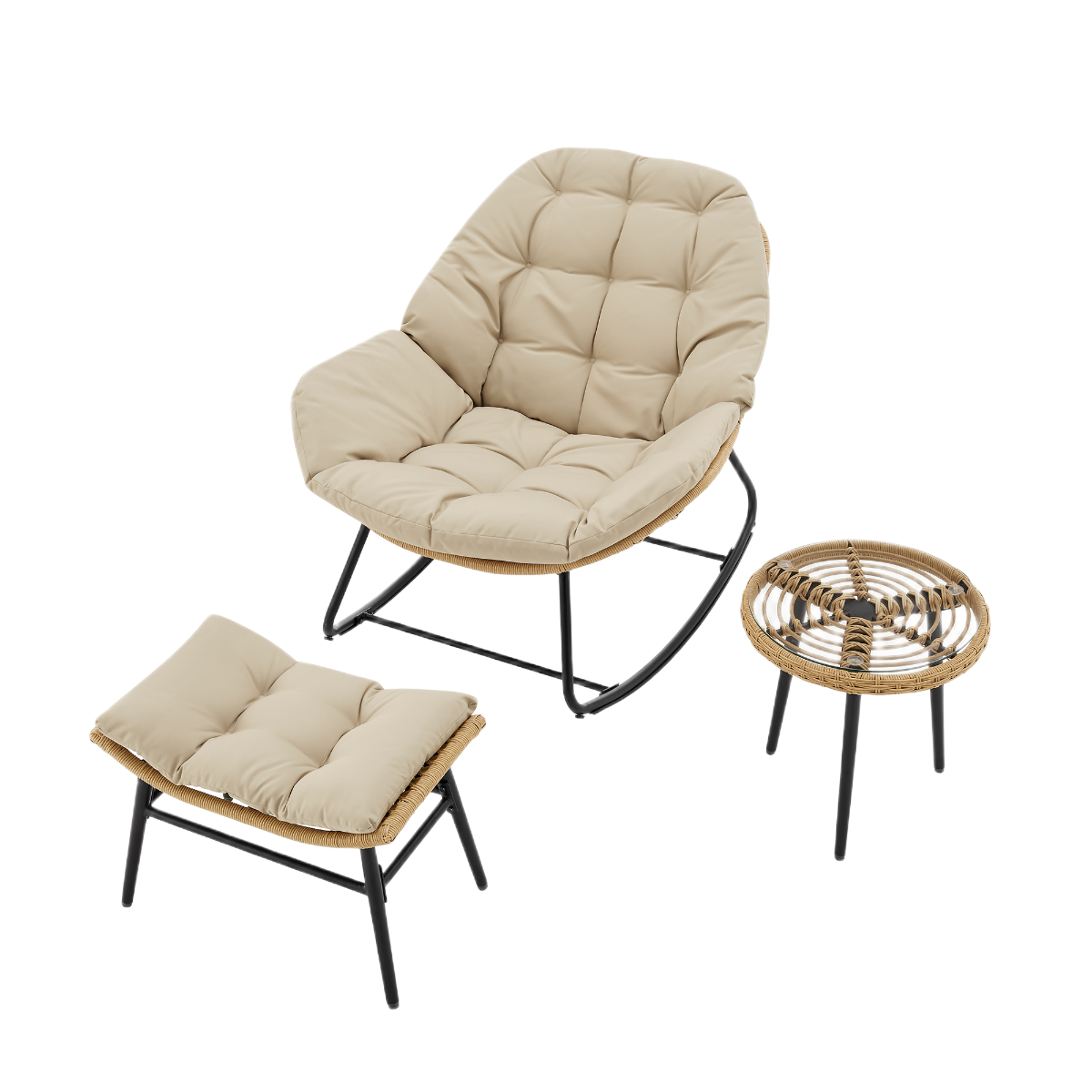 Manhattan Comfort Benson 3-Piece Outdoor Lounge Chair Set