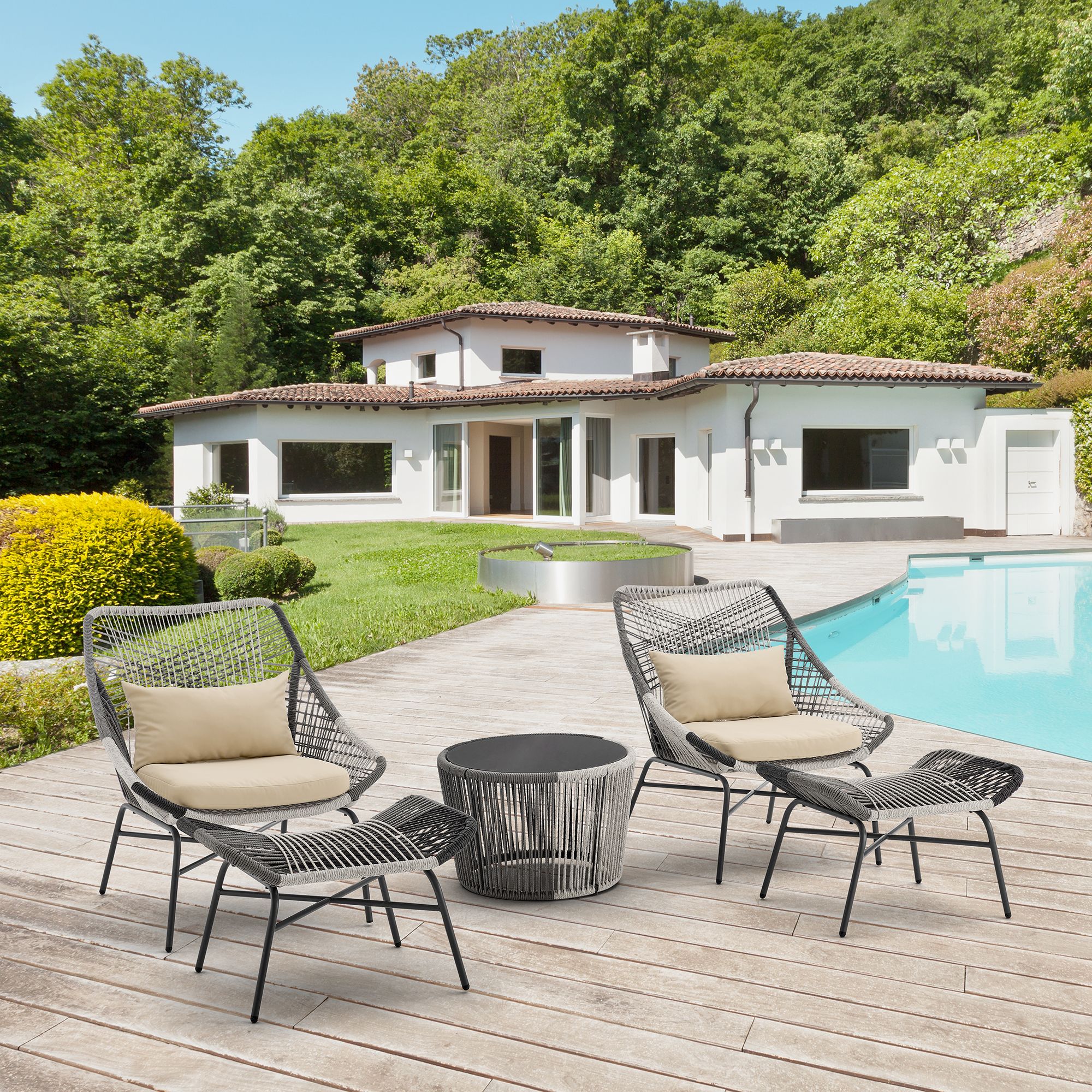 Manhattan Comfort Ashland 5-Piece Conversation Set