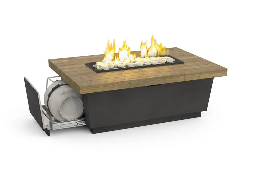 American Fyre Designs 54" Reclaimed Wood Contempo Rectangle Fire Table
